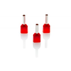 1.0mm Twin Cord End Ferrule, Red, Pack of 100