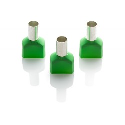 16mm Twin Cord End Ferrule, Green, Pack of 100