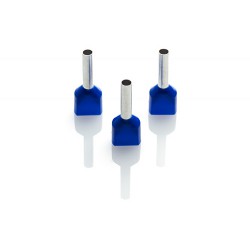 2.5mm Long Twin Cord End Ferrule, Blue, Pack of 100