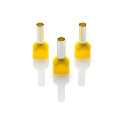 6mm Twin Cord End Ferrule, Yellow, Pack of 100