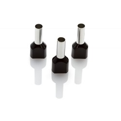 6mm Twin Cord End Ferrule, Black, Pack of 100